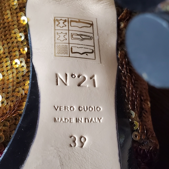 N°21 Sequin Peep-Toe Mules Size 39 US 8.5 - Picture 3 of 6